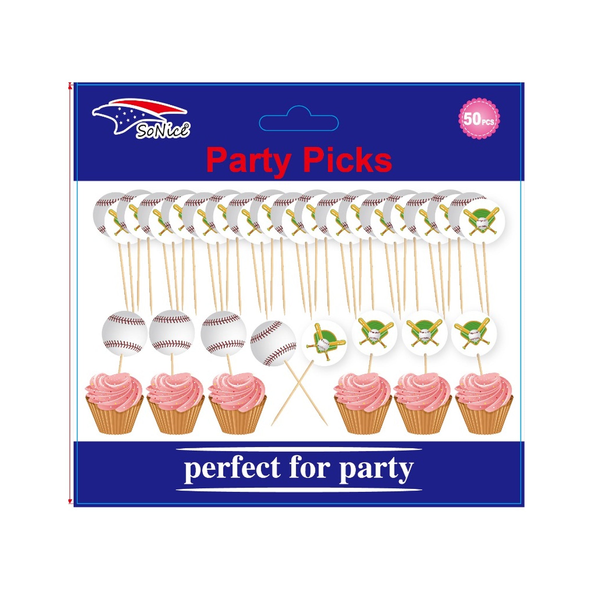 Party Picks Baseball 50 ct 120Pk/Cs